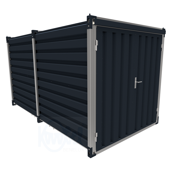 4mtr grey OSB houten vloer, dubbele deuren korte zijde